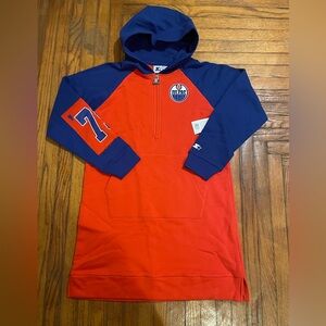 Starter Edmonton Oilers Quarter Zip Hoodie Mens Medium NHL Hockey New